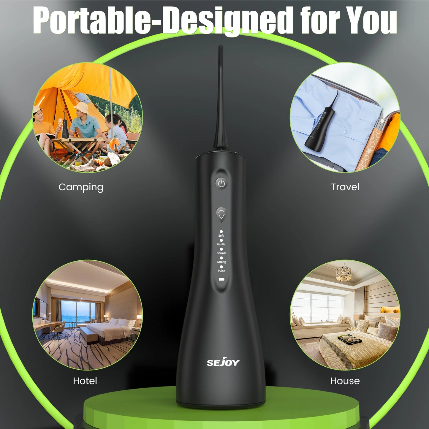 SEJOY USB Rechargeable Dental Water Flosser with 5 Modes