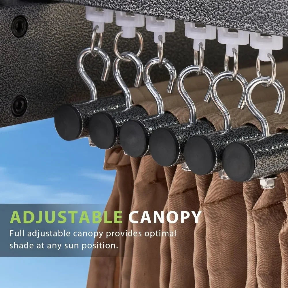 Outdoor Pergola With Adjustable Roof And Brown Shade Cover