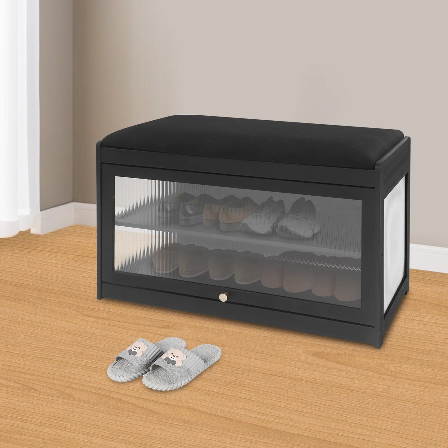 Entryway Shoe Bench Cushioned Modern Hallway Stool Design