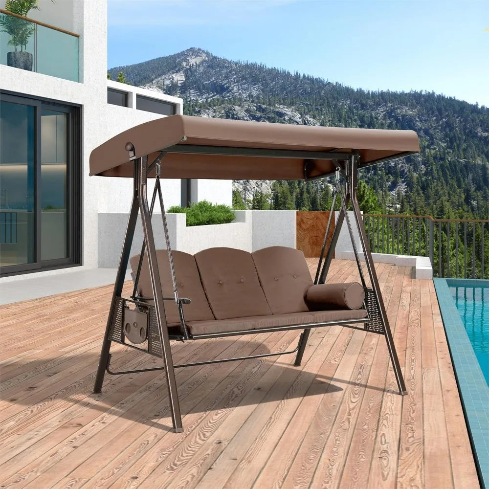 YANYING Deluxe Outdoor Patio Swing with Adjustable Canopy