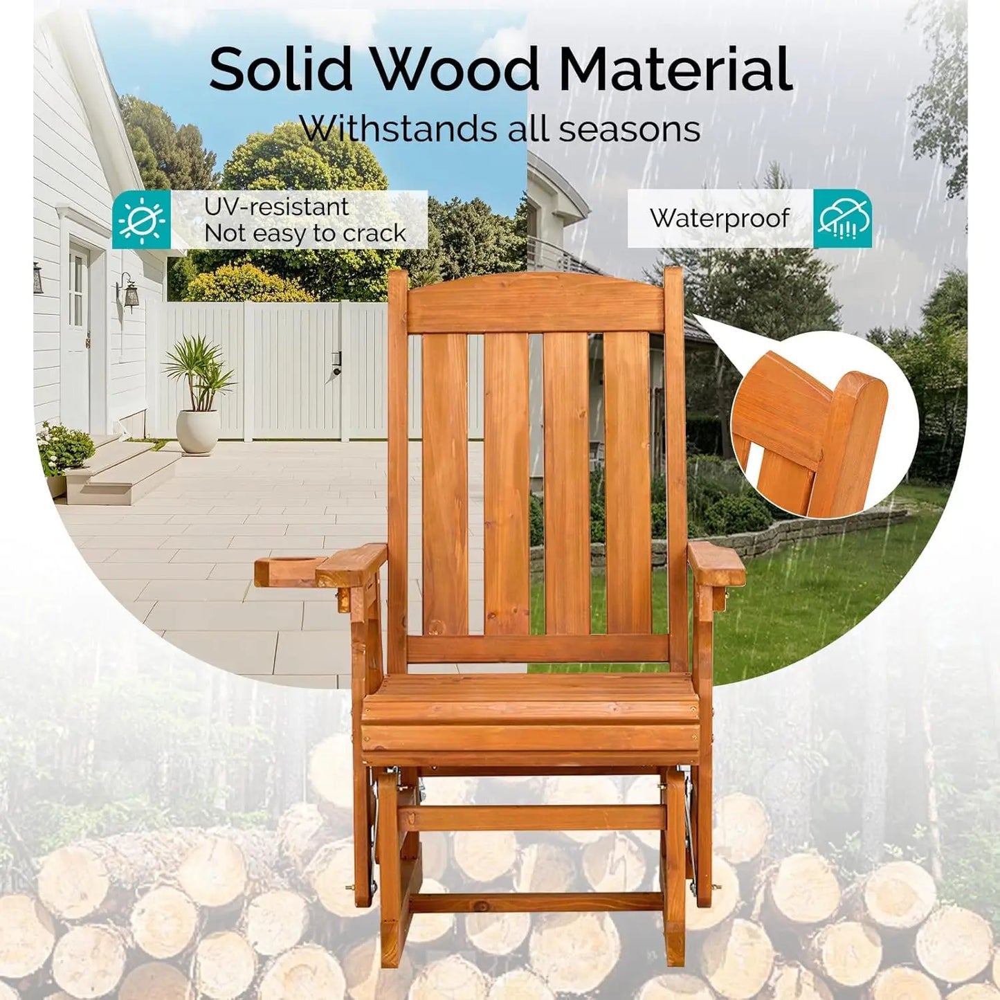 Heavy Duty Outdoor Glider Chair with Smooth Rocking Mechanism