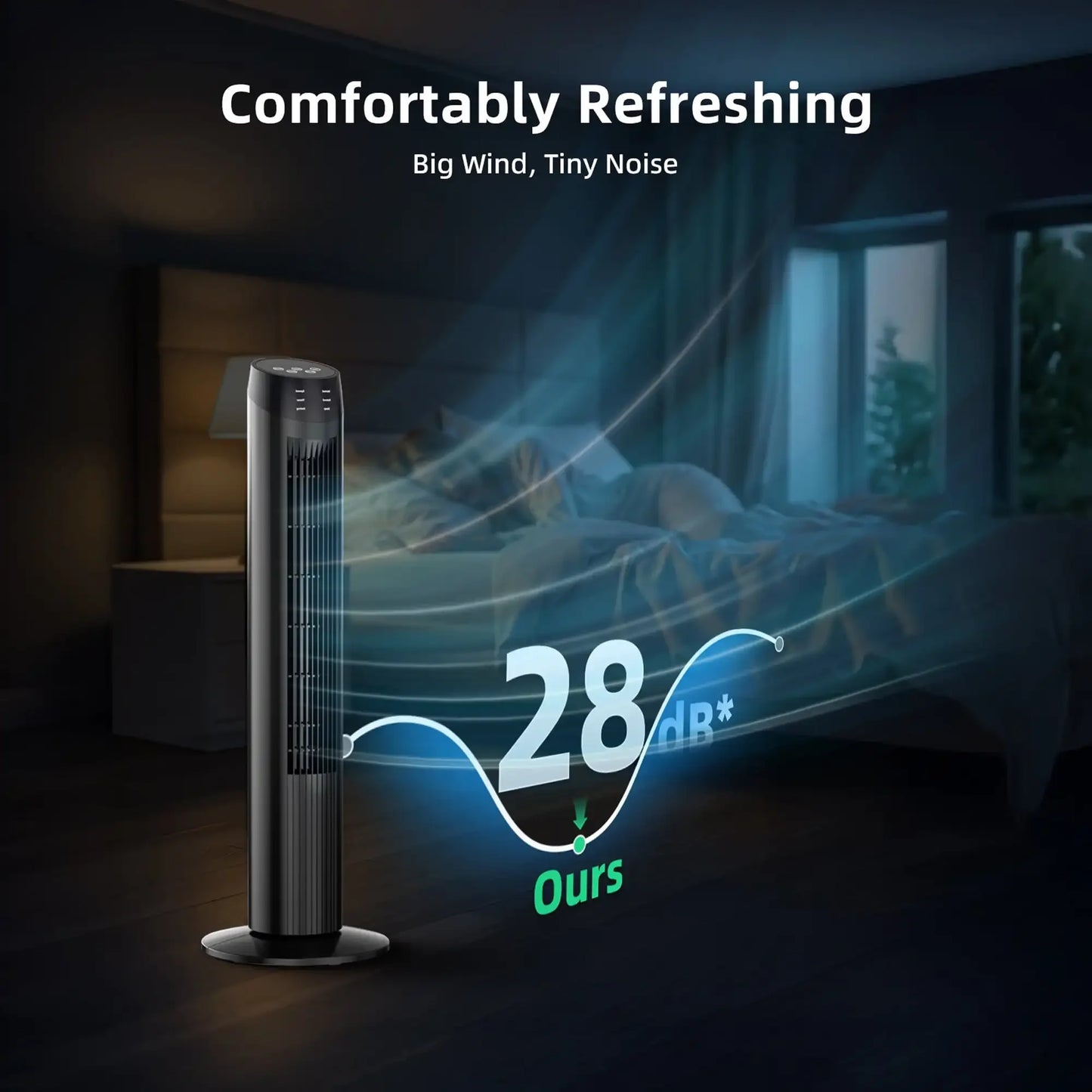 SZRSTH 36 Inch Oscillating Tower Fan With Timer And Three Speeds