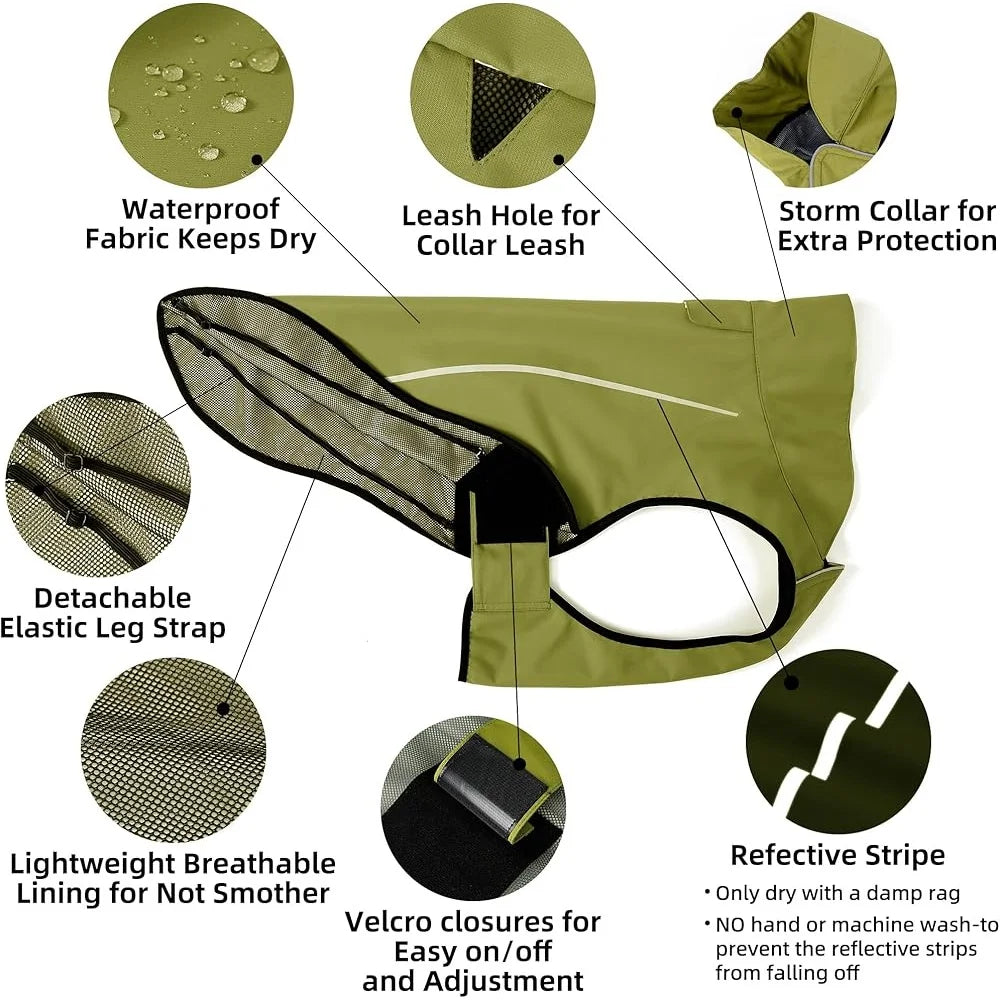 Adjustable Waterproof Dog Raincoat with Reflective Safety Features