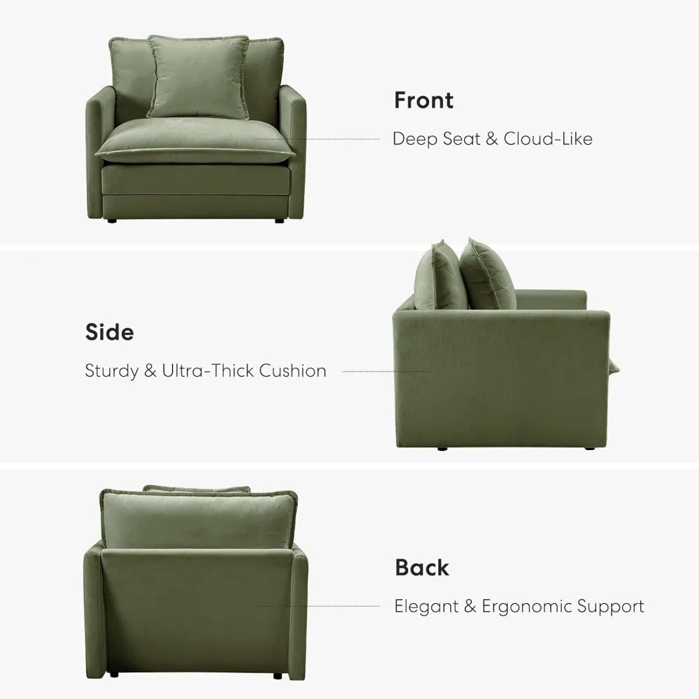 Chenille Oversized Accent Chair With Plush Cloud Comfort