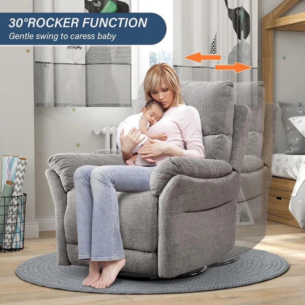 ZHIYONG Swivel Rocker Recliner Chair for Ultimate Comfort