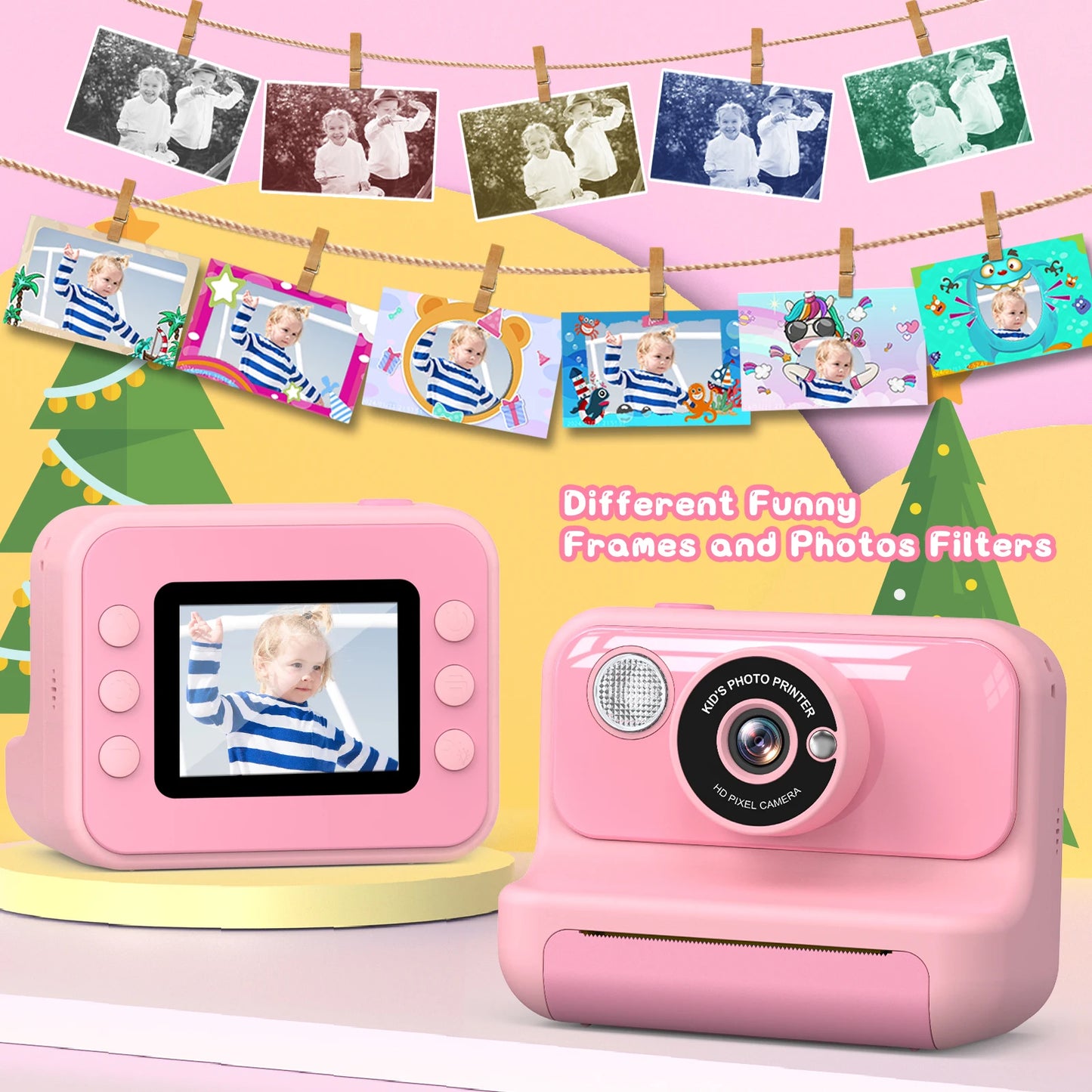 Kids Camera Instant Print Mini 1080P HD Toy For Toddlers