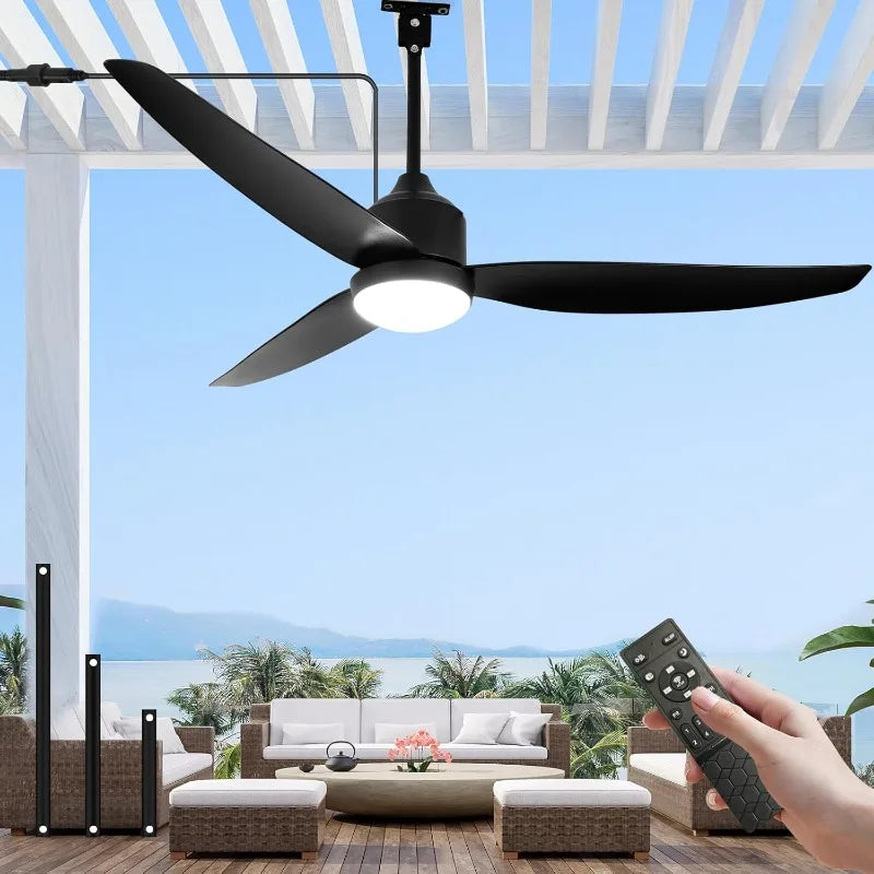 Waterproof Outdoor Ceiling Fan with Light and Remote