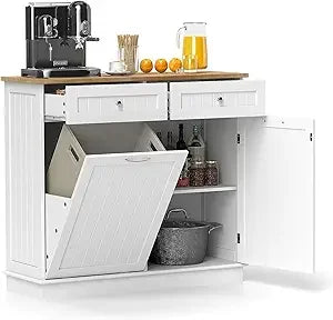 Stylish Tilt Out Trash Cabinet with Adjustable Shelf