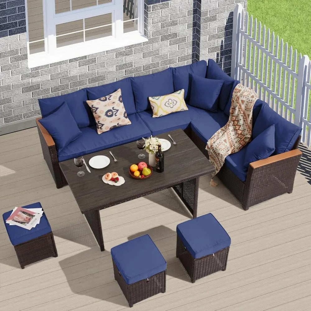 7-Piece Outdoor Patio Furniture Set with Thick Cushions