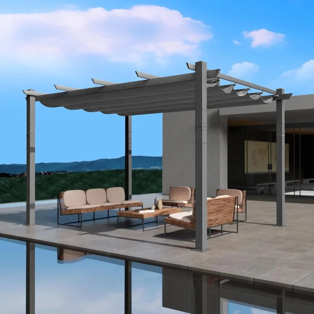 Morgan Retractable Aluminum Pergola With Waterproof Canopy