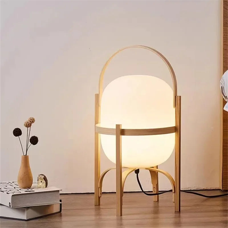Modern LED Floor Lamp Wood Base for Living Room Ambience