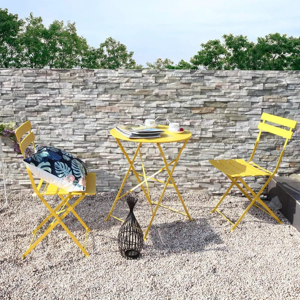 Weather-Resistant 3-Piece Folding Bistro Set for Indoor Outdoor Use
