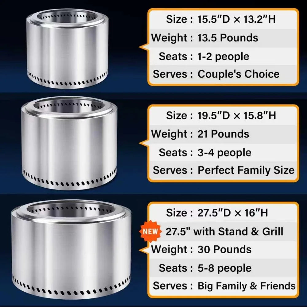 Stainless Steel Outdoor Fire Pit Smokeless Wood Burner