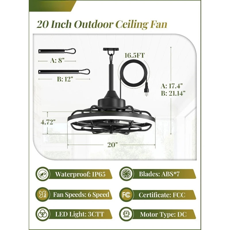 Weatherproof Outdoor Ceiling Fan with Remote Control
