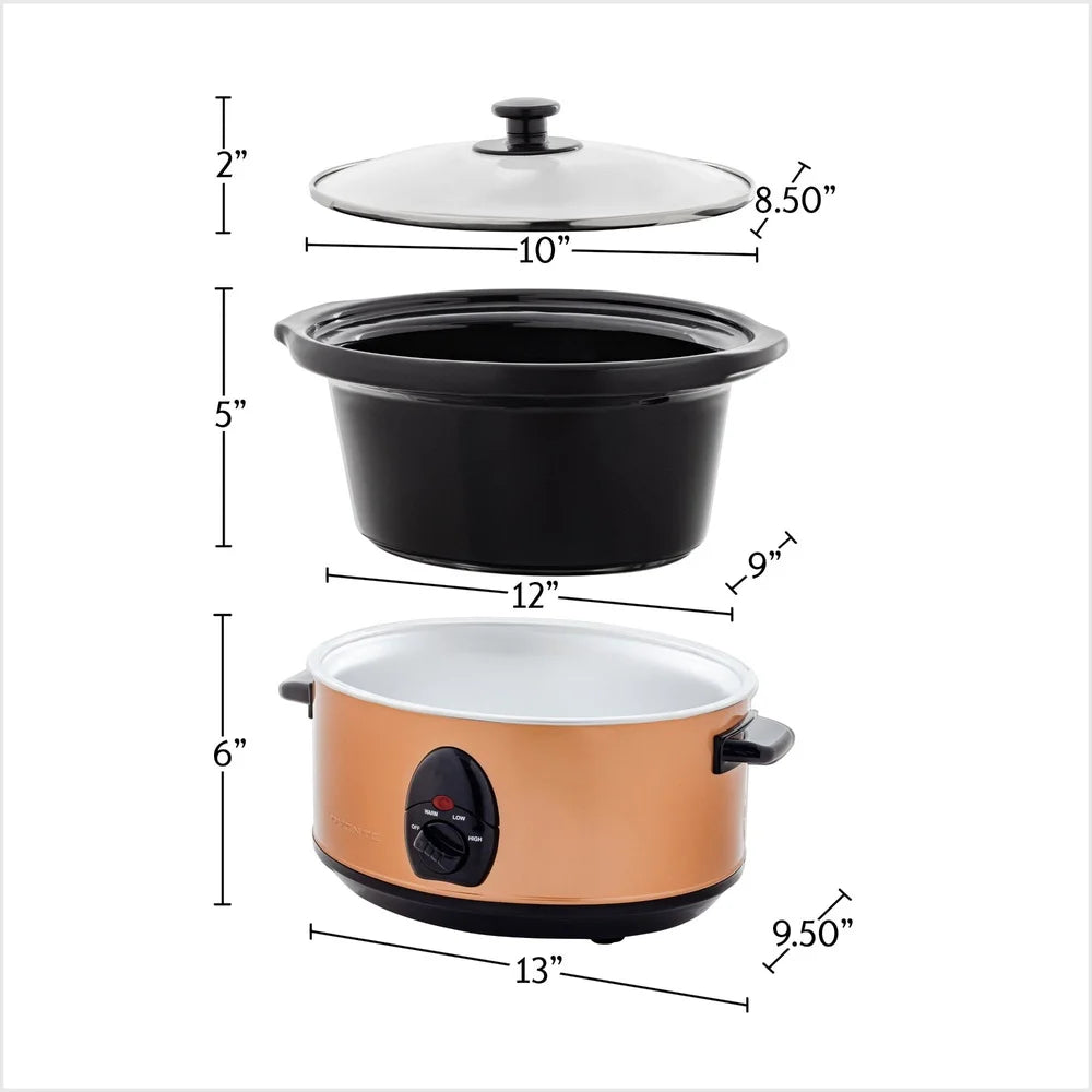 Electric Slow Cooker 3.7 Quart with Easy Cleanup Ceramic Pot