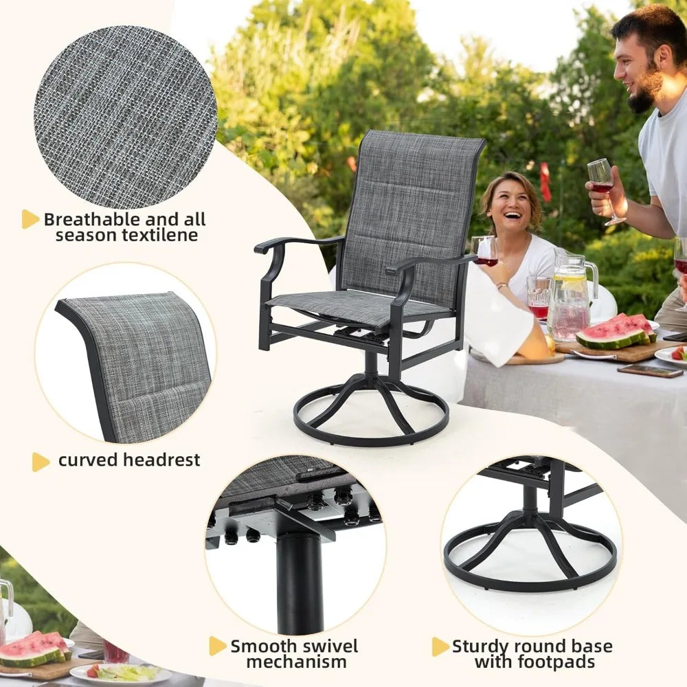 7 Piece Outdoor Patio Dining Set with Swivel Rocker Chairs