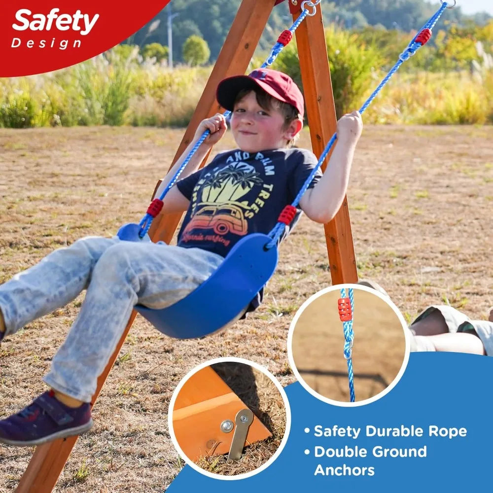 Dolphin Cedar Wooden Outdoor Playset With 6ft Slide