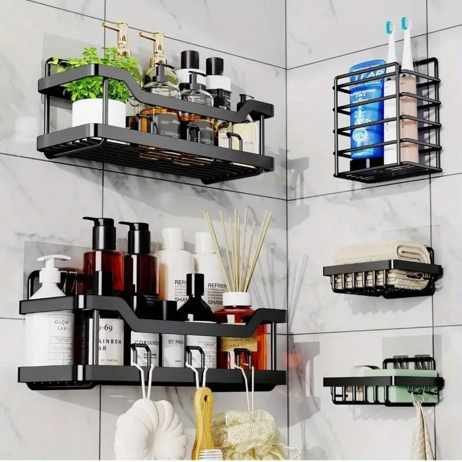 5 Pack Adhesive Shower Organizer Rustproof Stainless Steel Caddy