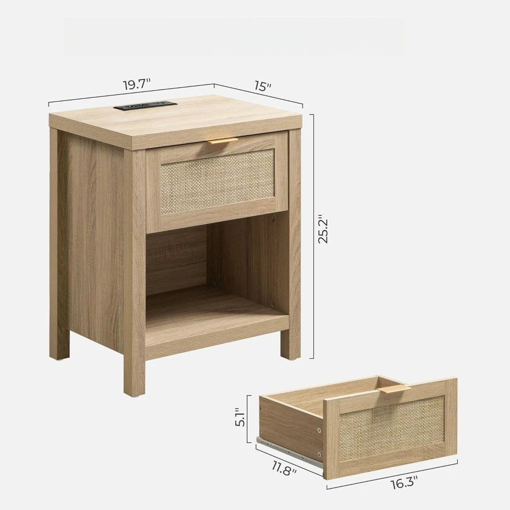 Boho Living Set of 2 Charging Tables with USB Ports