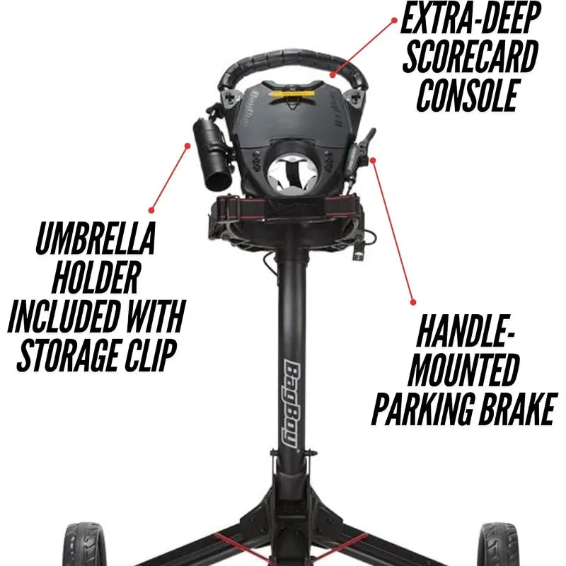 Bag Boy Compact 3 Golf Push Cart With Scorecard Console
