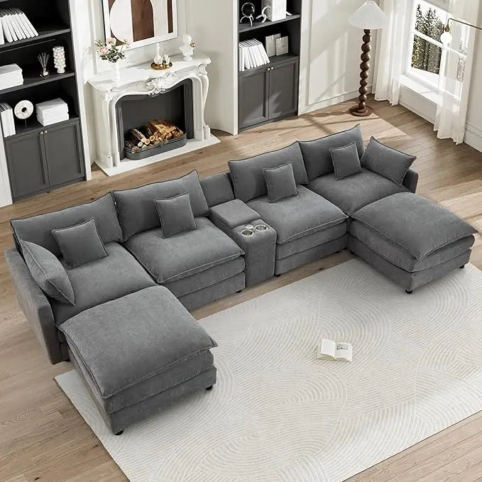 Cloud Couch Modular Gray Sectional With Chenille Comfort