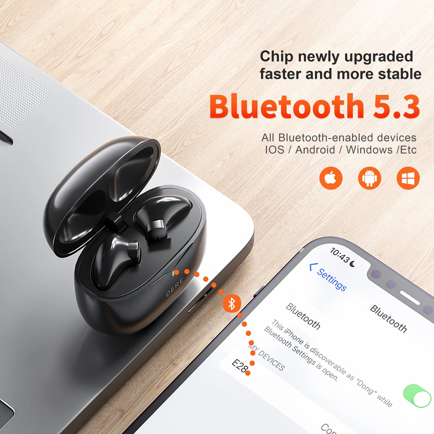 QERE E28 Wireless Headphones with Bluetooth 5.3 and Low Latency