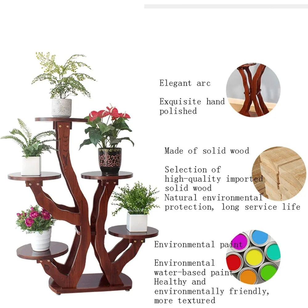 Wooden Tiered Flower Rack for Stylish Indoor and Outdoor Display