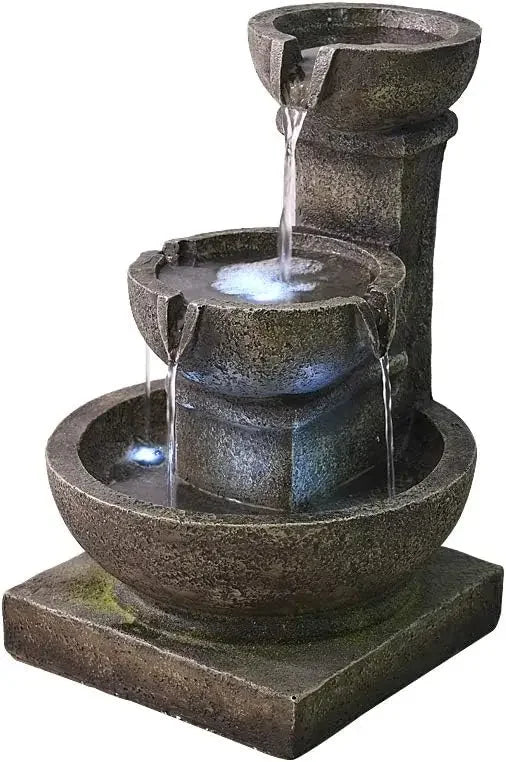Outdoor Waterfall Fountain with Soothing LED Lights