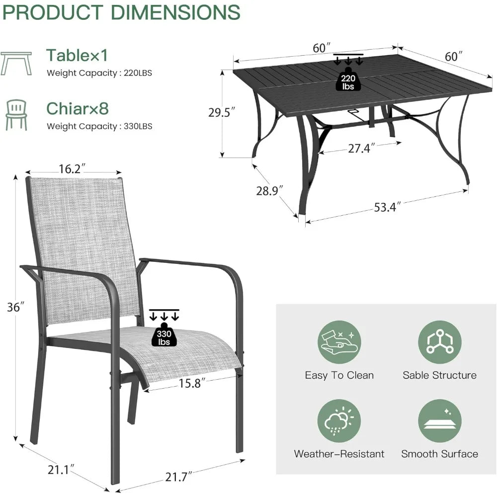 Elegant 9 Piece Patio Dining Set for Stylish Outdoor Gatherings
