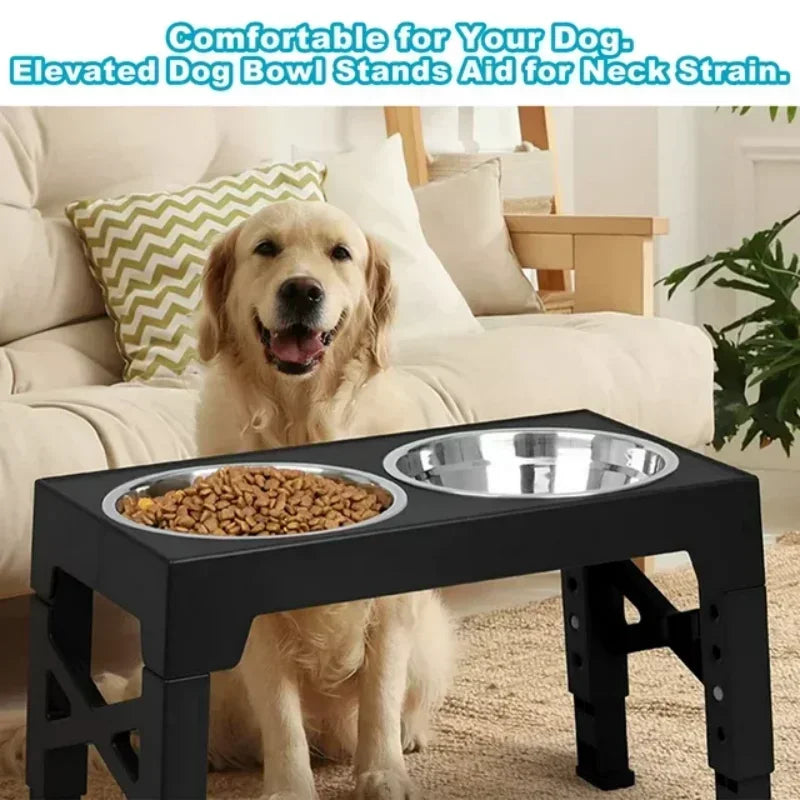 PawPerfect Height Adjustable Dog Bowl Rack for Better Posture