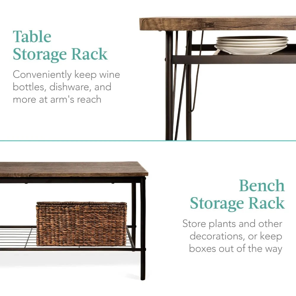 Modern 6 Piece Dining Set With Storage Racks And Bench