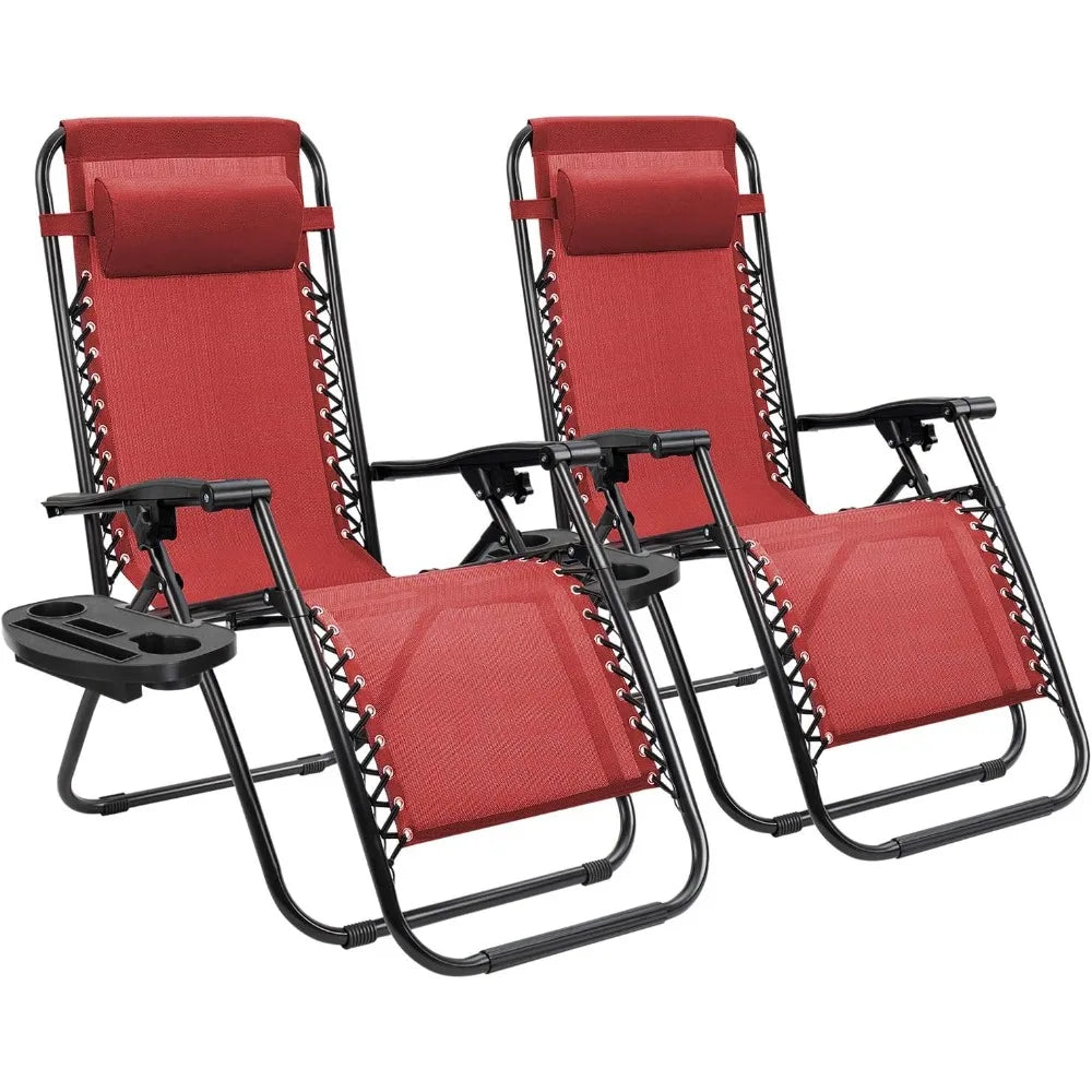 Zero Gravity Patio Chair Folding Outdoor Lounge with Cup Holder