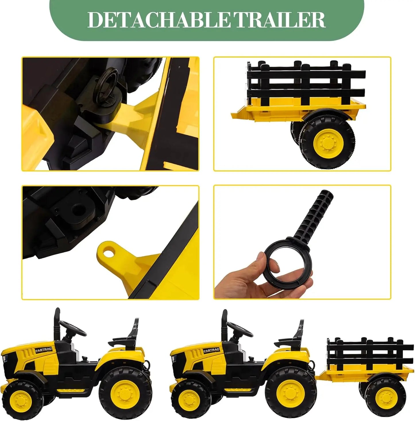 12V Ride On Tractor With Remote Control Bluetooth Music