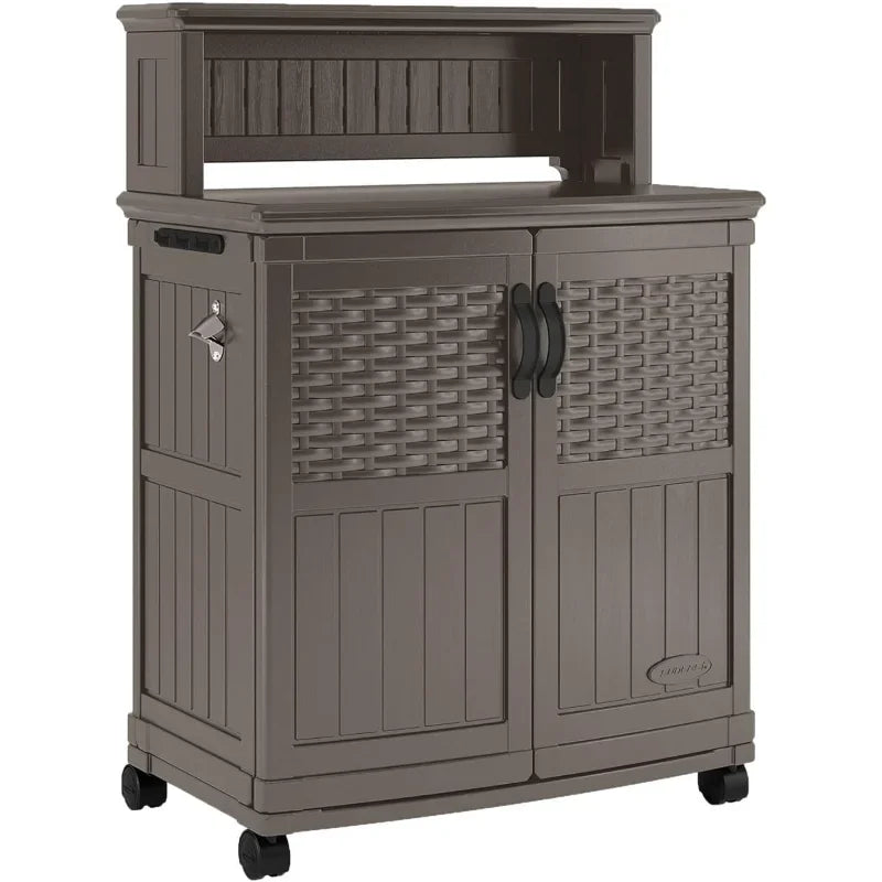 Waterproof Patio Storage Prep Station with Wicker Design