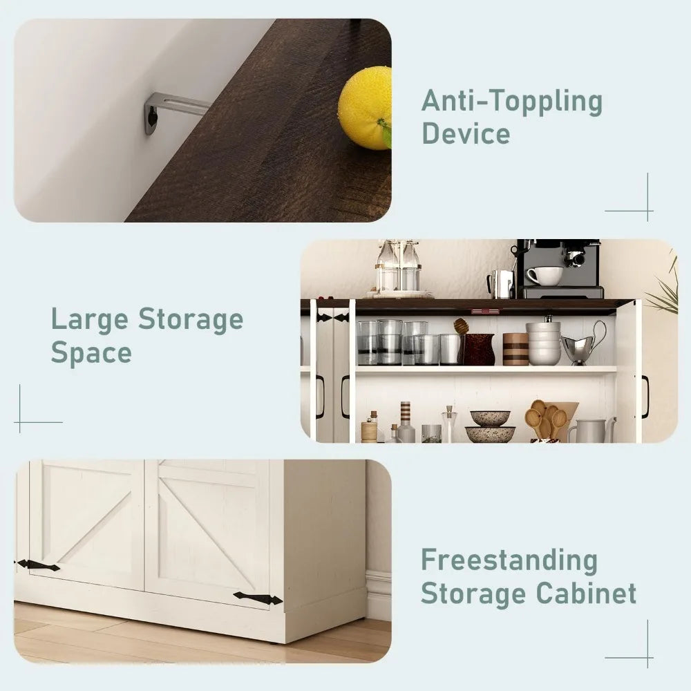 65 Inch Sideboard Buffet Cabinet With Ample Storage Modern