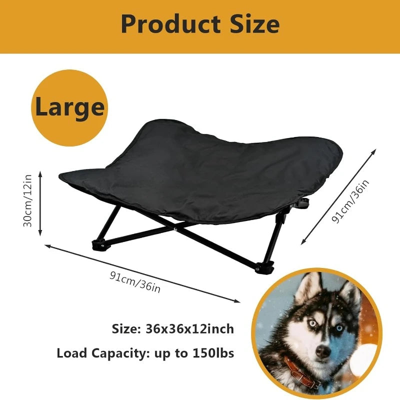 Portable Raised Dog Bed With Carrying Bag And Padded Cushion