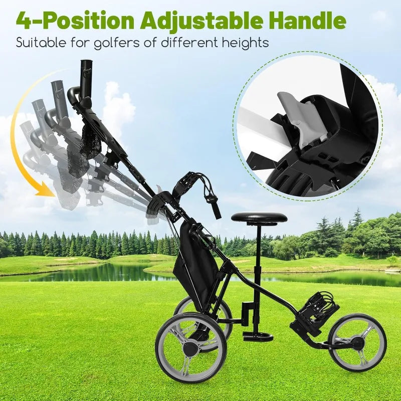 Goplus 3 Wheel Golf Push Cart Foldable Lightweight