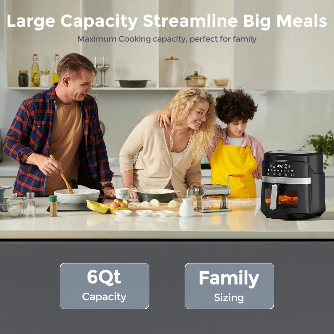 SEJOY Air Fryer Toaster Oven Combo with 8 Cooking Presets