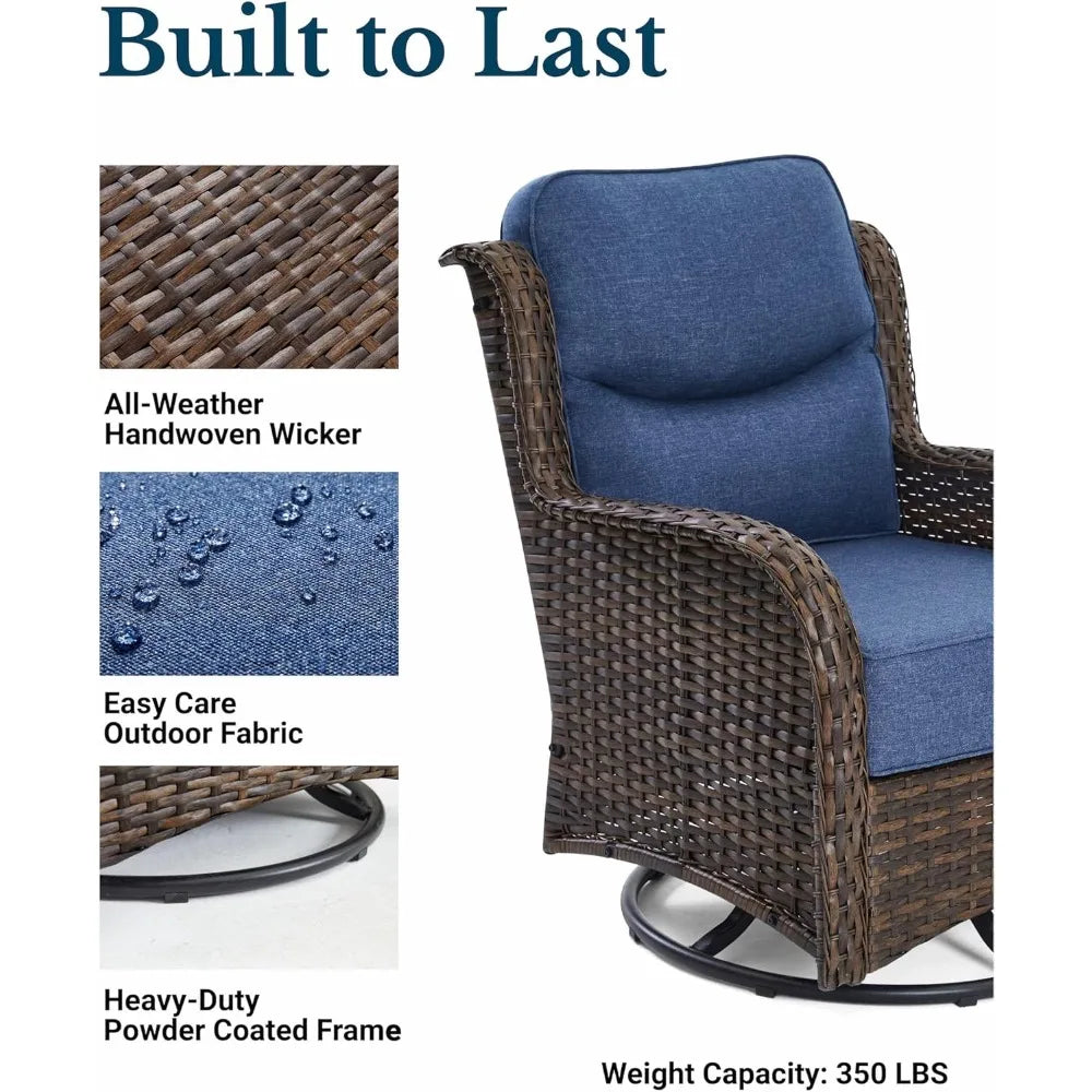 Luxury Outdoor Swivel Rocker Patio Chairs Set With Cushions