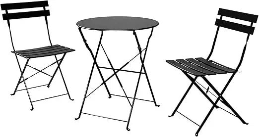Weather-Resistant 3-Piece Folding Bistro Set for Indoor Outdoor Use