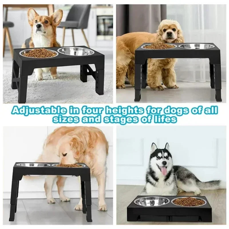 PawPerfect Height Adjustable Dog Bowl Rack for Better Posture