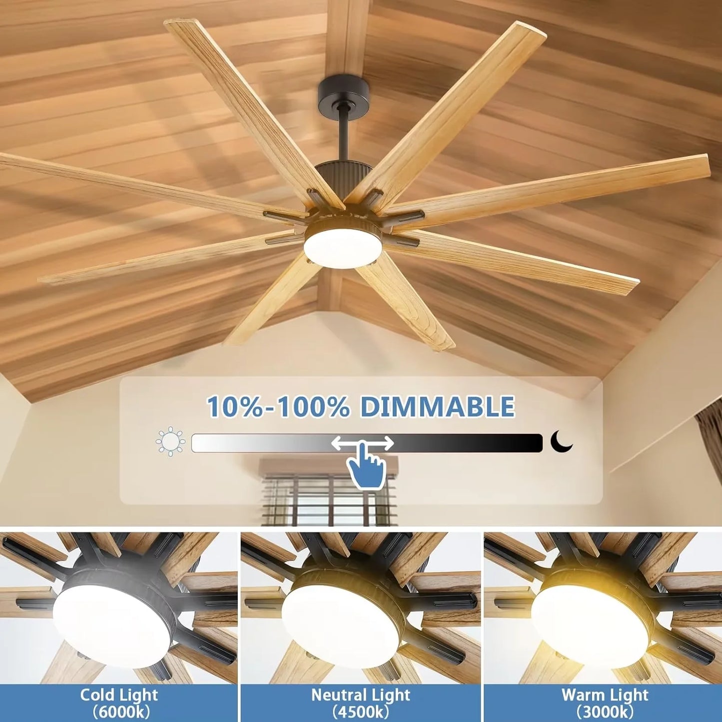 Sofucor 76 Inch Modern Ceiling Fan with LED and Remote Control