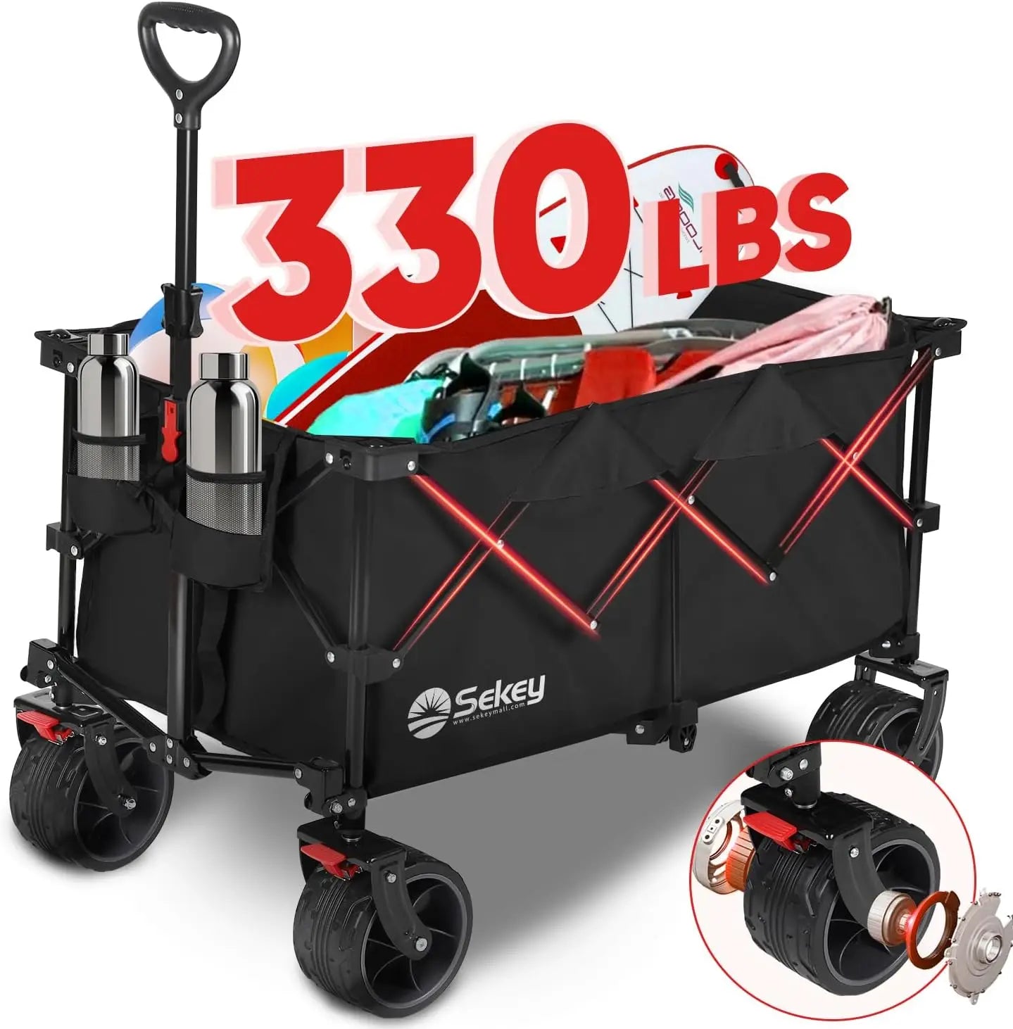 Foldable Wagon With All Terrain Wheels Heavy Duty 330lbs