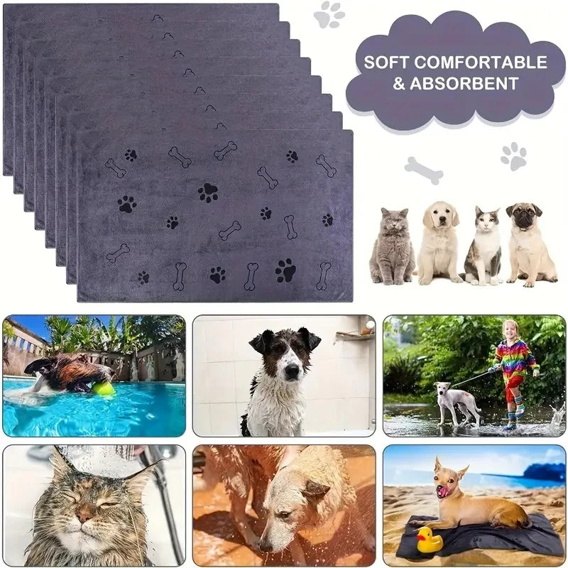 Soft Microfiber Dog Towels Quick Dry Absorbent Pet Grooming