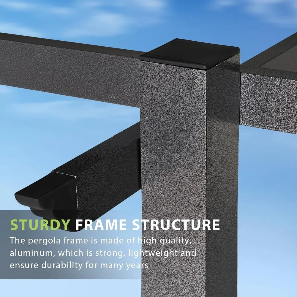 Outdoor Pergola With Adjustable Roof And Brown Shade Cover