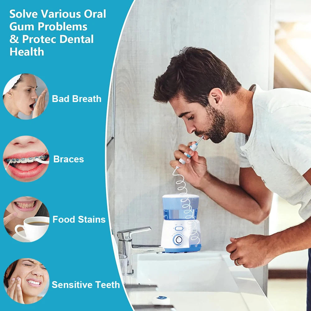 Water Flosser – High Pressure Cleaning with 800ML Capacity and Five Tips