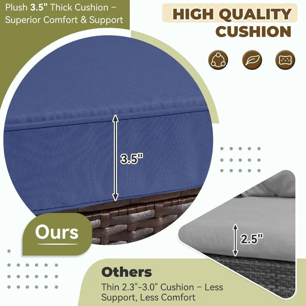 7-Piece Outdoor Patio Furniture Set with Thick Cushions