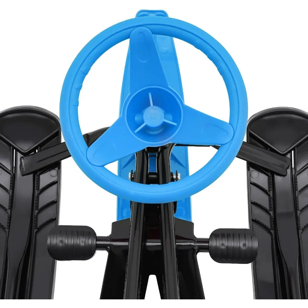 Snow Racer Sled with Steering Wheel and Twin Brakes