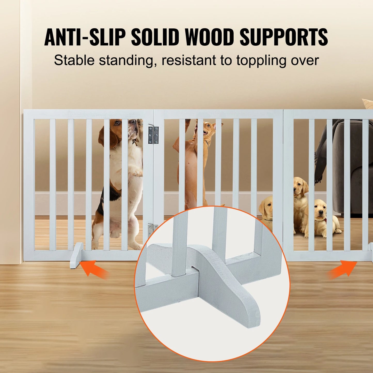 Free Standing Dog Gate Foldable 3 Panels For Narrow Passages