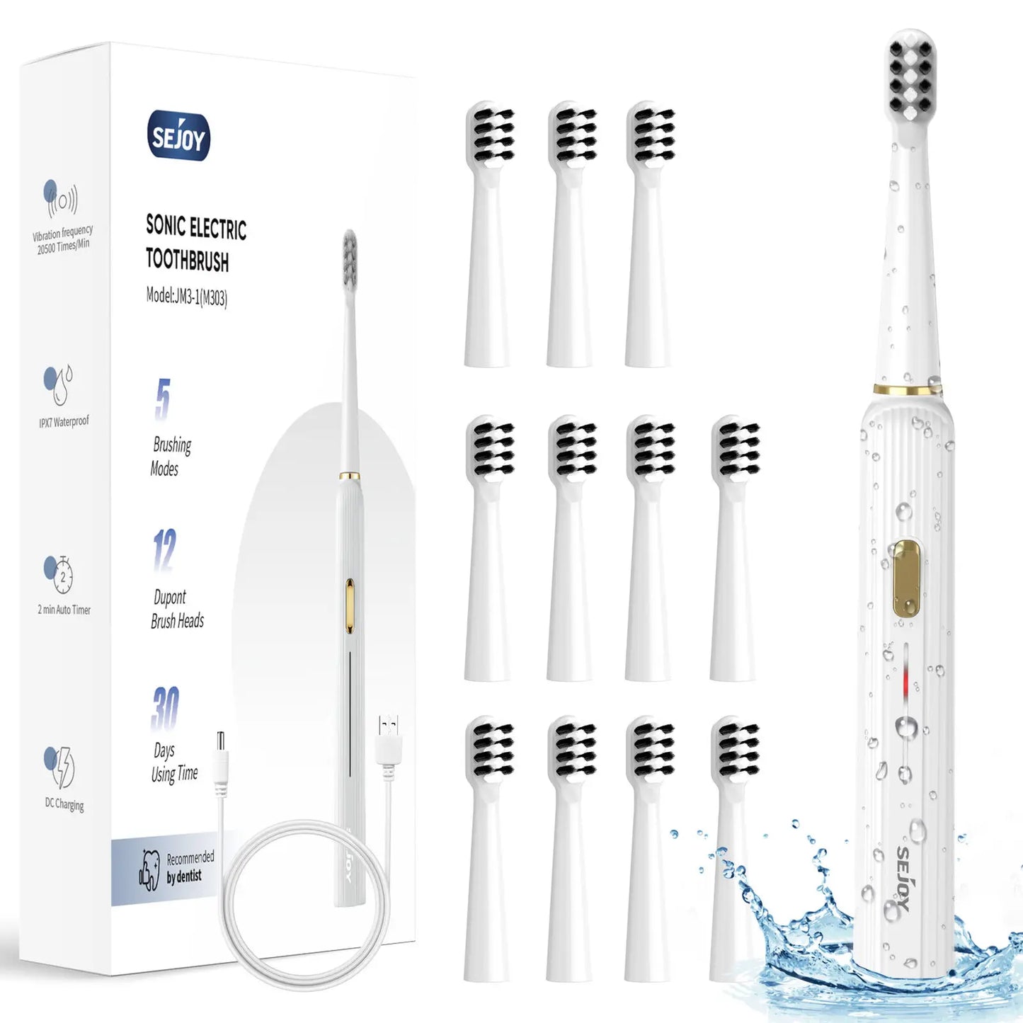 SEJOY USB Rechargeable Dental Water Flosser with 5 Modes